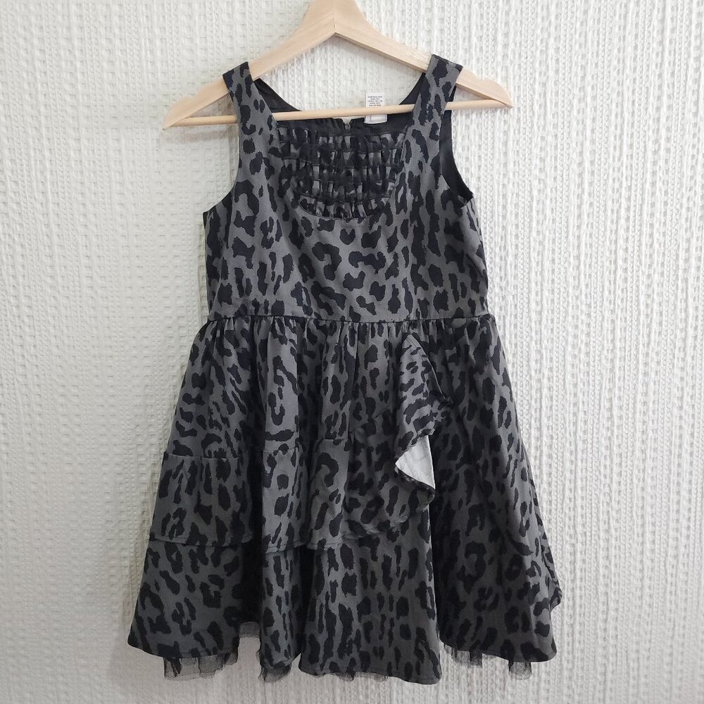 Harajuku Mini Girls Black and Gray Leopard Print Dress Size 14/16